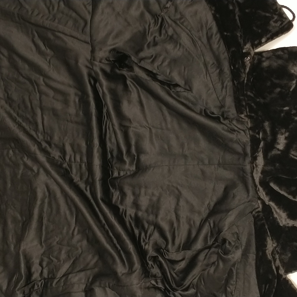 Thick Velvet Vintage Long Coat XL See Measurements Fab Almost Fur Jet Black - Picture 15 of 16